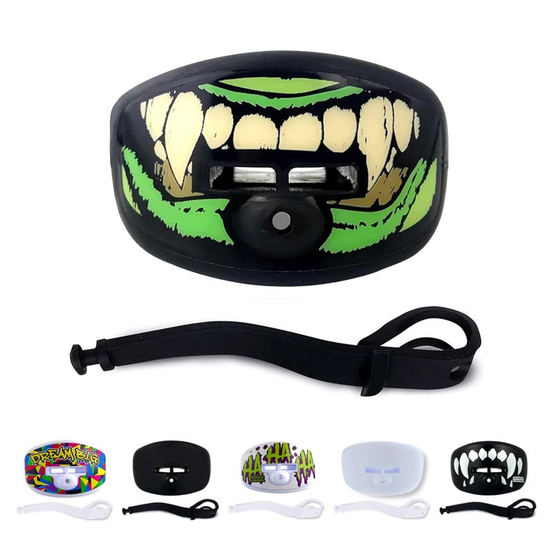 DAMAGE CONTROL Pacifier Mouthpiece â€“ Football Mouthguard with Helmet Strap, Protects Teeth, Jaw & Mouth â€“ Mouth Piece for Sports, No Boiling, Allows Airflow â€“ Gear for Adults & Youth (Monster) - Image 1